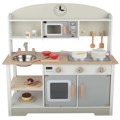 Hey! Play! Kids Kitchen Playset with Microwave, Stove, Utensils and Play Food
