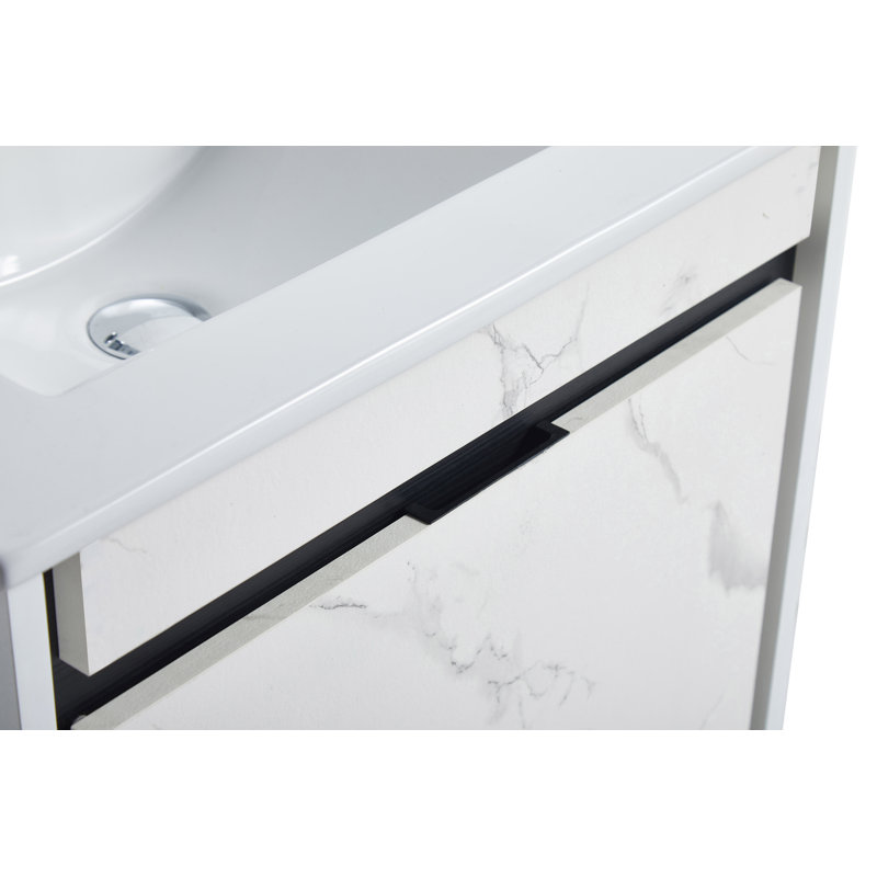 Ensemble de meuble-lavabo mural simple 24 po Kynlyn, Blanc et noir