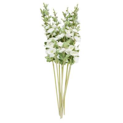 Cole And Grey Faux Foliage Tall Hollyhock Artificial Flower Stem With Blue Accents