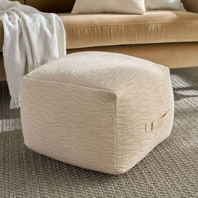 Mina Victory Lifestyle Poufs Rc387 Ivory 18" X 18" X 14"
