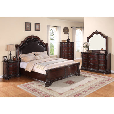 Kolbie Rich Brown Upholstered Panel Bedroom Set Special 5 Bed Dresser Mirror Nightstand Chest -  Canora Grey, 1A45FE1EC7144DE3BF28643436CB643D