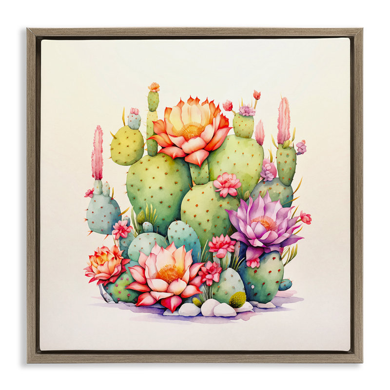 «Desert Spring Blooms», art mural encadré flottant par Andrea Haase, Cadre flottant orme Montalcino, H 25 po x l 25 po