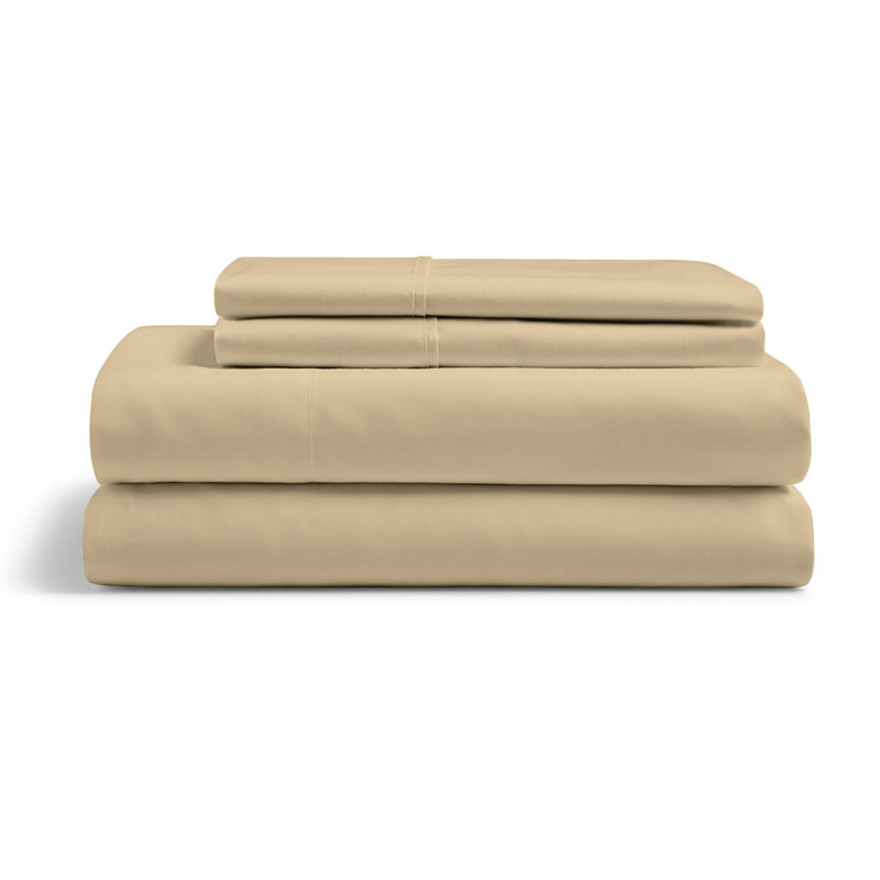 Cream Twin XL Organic Bamboo Cotton Microfiber Bed Sheet Set