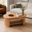 Table basse ovale cannelée de style Mid-Century avec tiroirs et dessus en verre-134063110