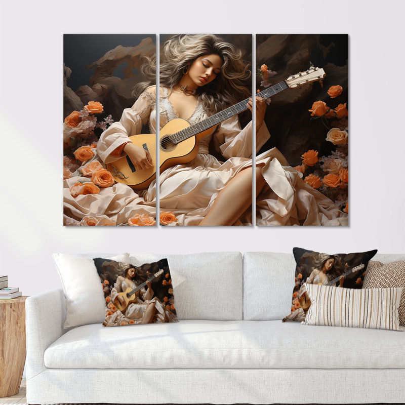 «Hinduism Saraswatis Parchment Peach», H 32 po x l 48 po