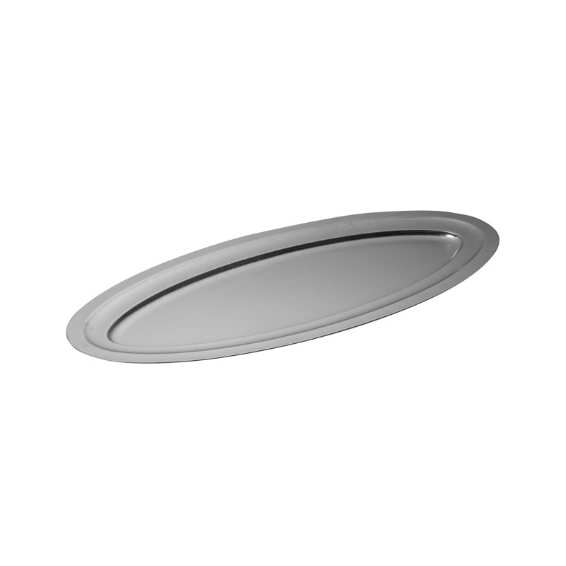 Original Vintage Oval Serving Fish Plate - 12 Pieces - Stainless Steel, 0.98" H x 21.65" L x 9.45" W