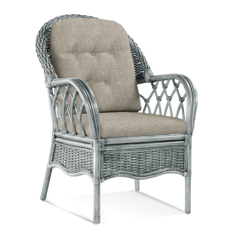 Chaise avec accoudoirs rembourrée Everglade, Nickel, Gris de base 0317-83