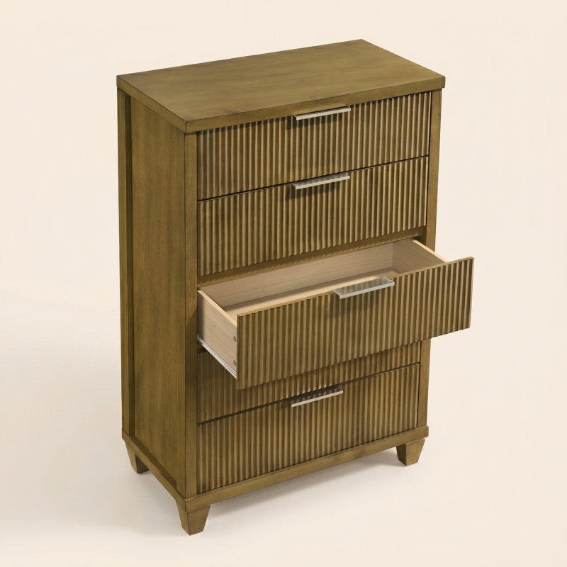 Commode 5 tiroirs Aurelin, Chêne antique