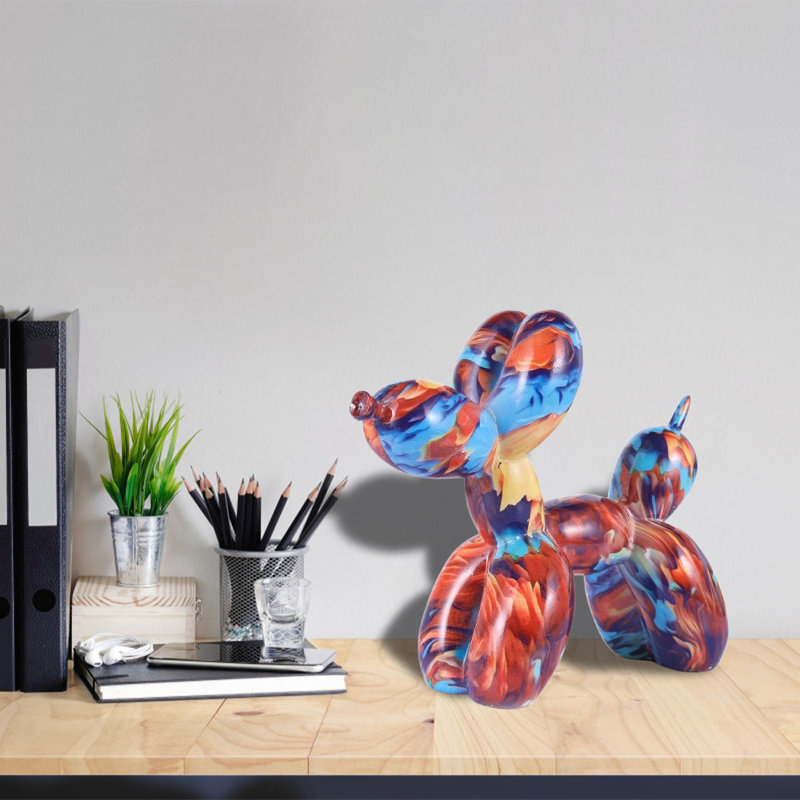 Creative Balloon Dog Statue Ornament (1Pcs) – Decorative Figurine For Bedroom, Study, Multiple Colors Available, Blue/Orange