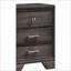 Table de chevet contemporaine à 3 tiroirs en bois massif gris foncé