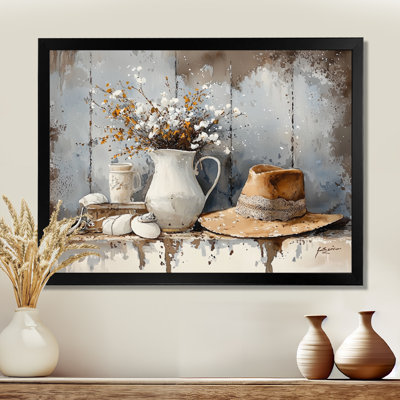 Farmhouse Hat And Wildflower Vase - Countryside Wall Décor