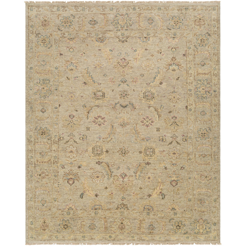 SAMPLE-Rectangle Biscayne Oriental Hand-Knotted Wool/Cotton Area Rug in Taupe