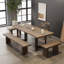 Table de salle à manger rectangulaire en bois massif brun-2103243207