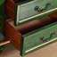 Buffet décoratif Vintage vert à deux tiroirs
