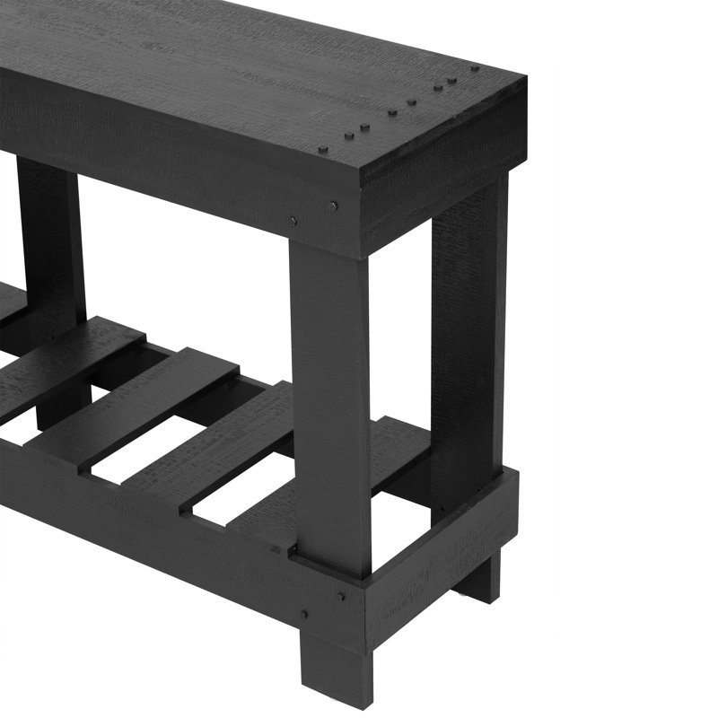 Table d'entrée 62,9 "Vintage - Bois de sapin massif avec grain naturel, Noir
