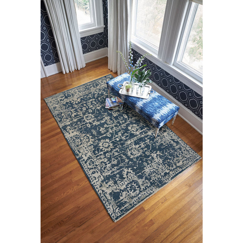 Jain Oriental Area Rug in Blue, Rectangle 10' x 14'