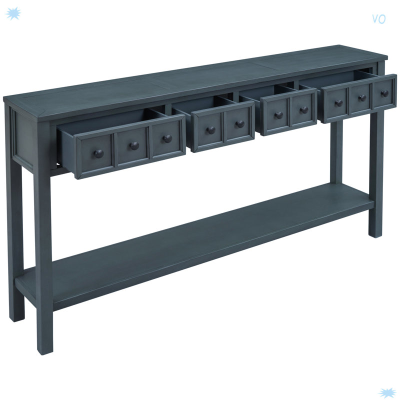 Rustic Entryway Console Table, Long Sofa Table, Navy