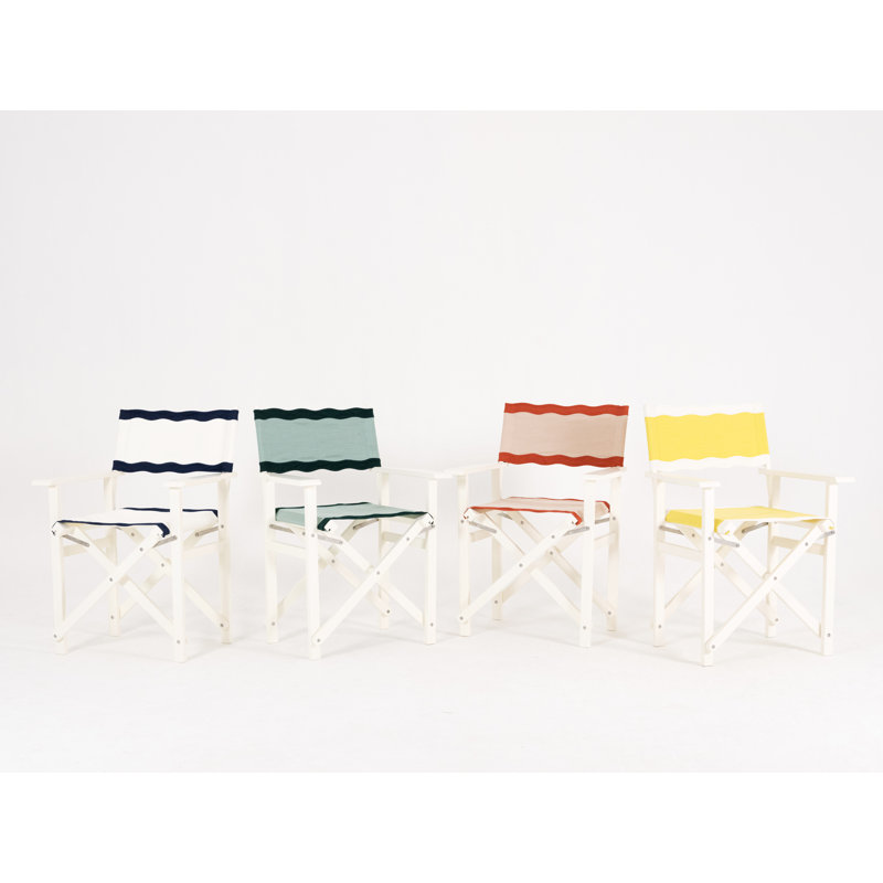 Mimosa Yellow and White Hardwood Directors Chair