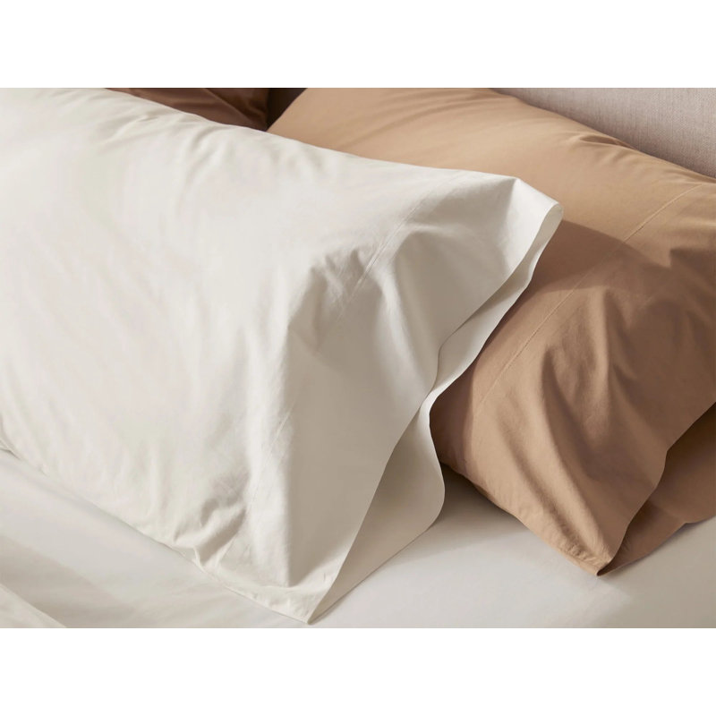 Taie d'oreiller raffinée en percale biologique, Non teint, Taie d’oreiller standard