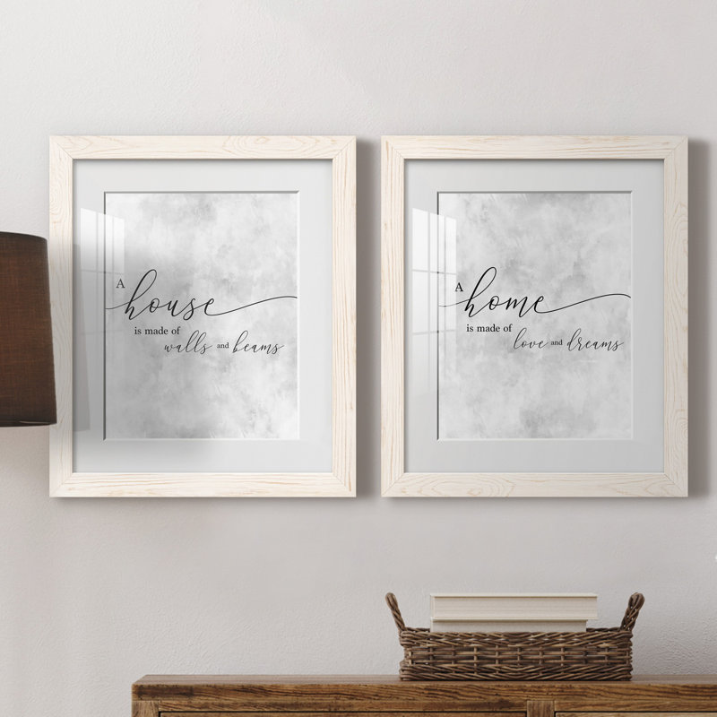 Une maison - ensemble de 2 reproductions d'art textuel, Blanc, Papier encadré blanc, H 20 po x l 17 po x P 1 po