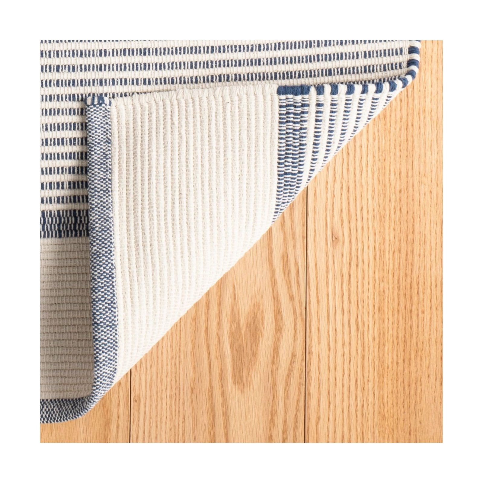 La Mirada Navy Handwoven Cotton Rug, Rectangle 2' x 3'
