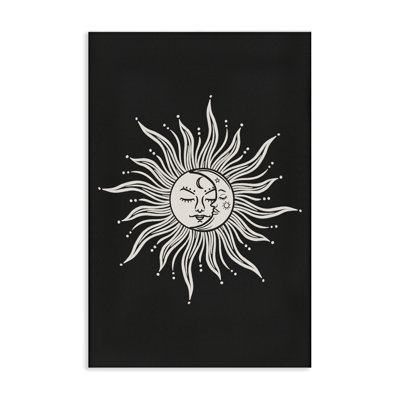 Celestial Sun on Black Canvas Wall Art by JJ Design House LLC