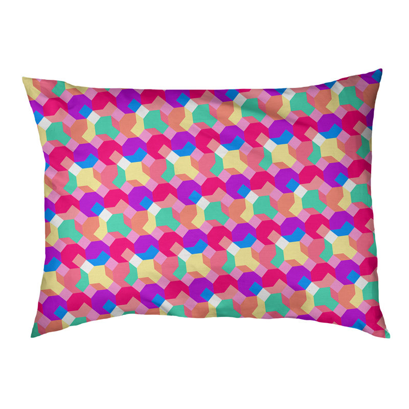 Coussin extérieur octogone Campion, Grand (l 42,5 po x P 32,5 po x H 14 po), Violet / rose pastel / vert