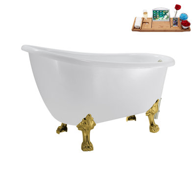 53.1'' x 25.6'' Freestanding Soaking Acrylic Bathtub