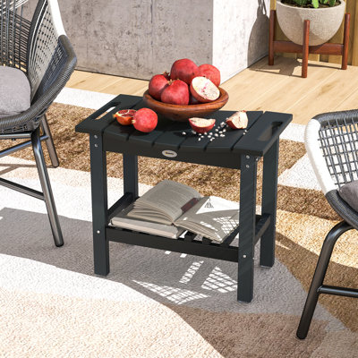 Table d'appoint d'extérieur, banc de douche à 2 niveaux avec patins antidérapants et poignées, table de bout en PEHD résistante aux intempéries pour patio, piscine, porche