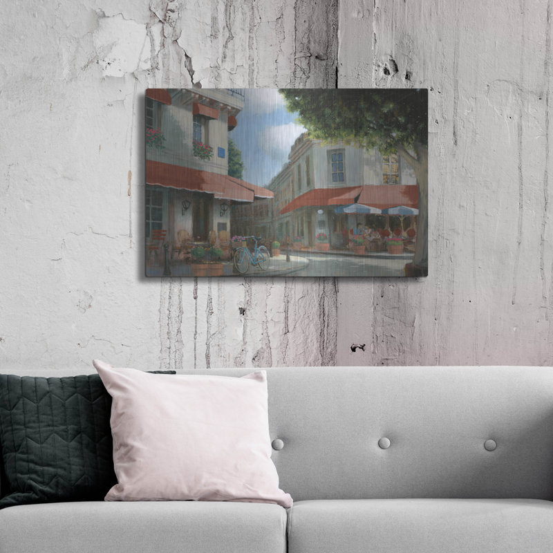 «Breakfast In Paris Dark» par Wellington Studio, art mural en métal, 36 po x 24 po, H 24 po x l 36 po