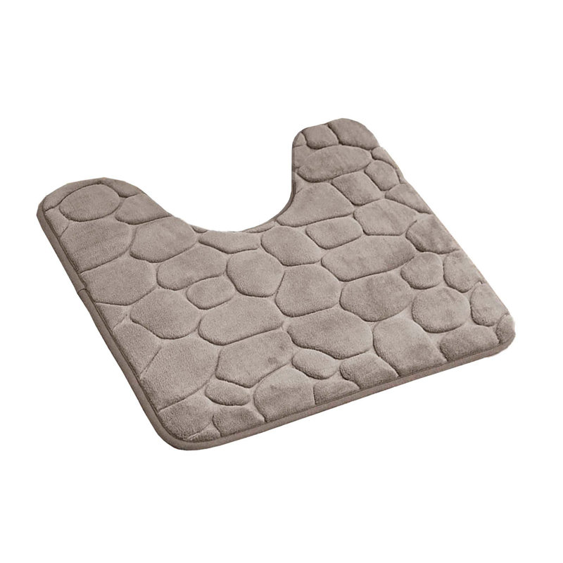 Taupe Memory Foam U-Shaped Contour Bath Rug with Pebble Design