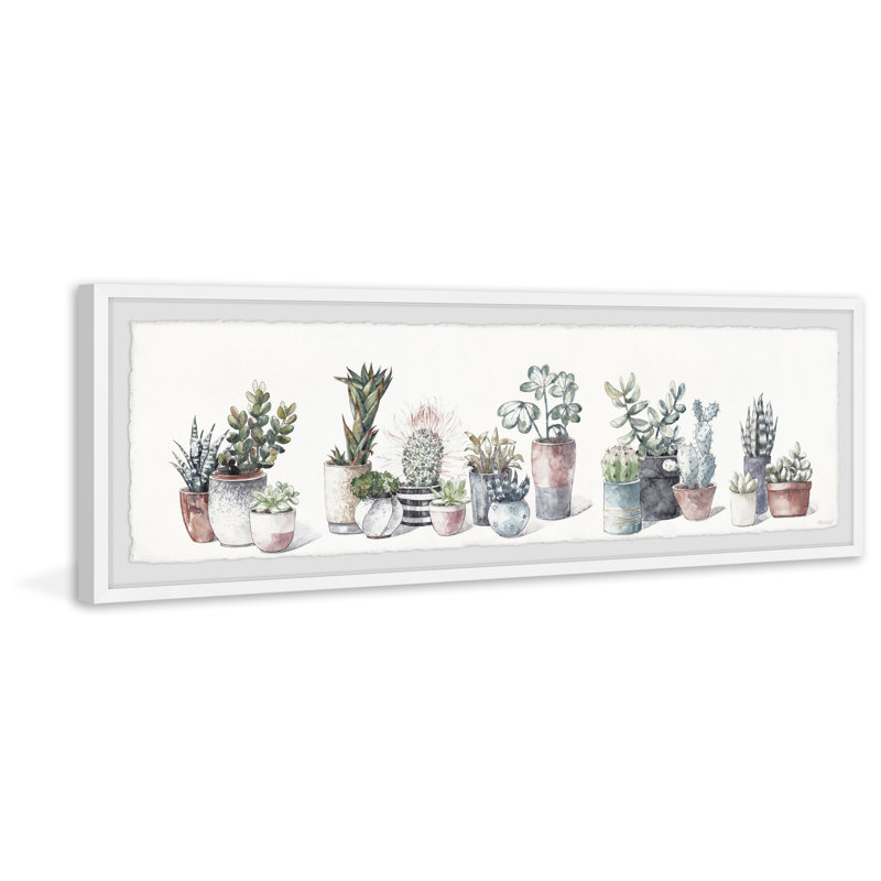 Green Plants Arrangement by Marmont Hill - Single Picture Frame Panoramic Painting, 25cm H x 76cm W
