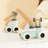 Freniland - 2+ years Toddlers Wooden Blockables Snap and Play, Mix and Match Car Set with Fire Truck, Crane & Wooden Cart