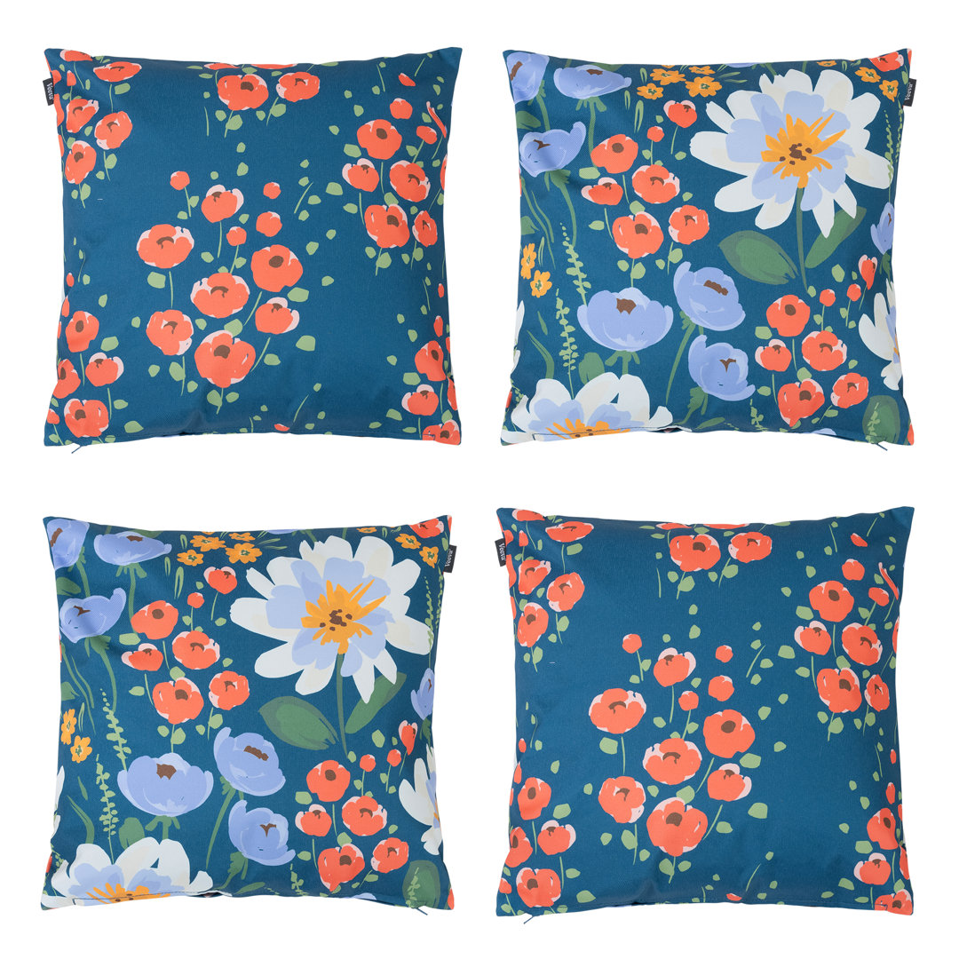 Indoor / Outdoor Floral Square Scatter Cushion with Filling