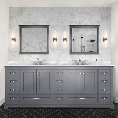 Meuble-lavabo double 84 po X P 22 po D, avec plateau en marbre de Carrare