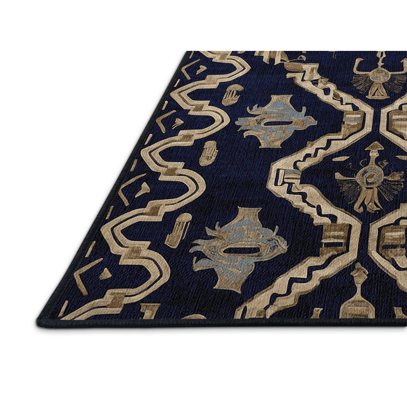 Machine Washable Gray Area Rug, Square 3'
