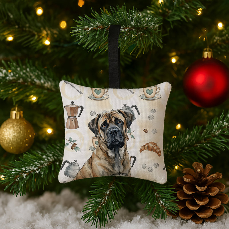 Ornement carré en tissu Brindle Mastiff Coffee, Mastiff Brindle