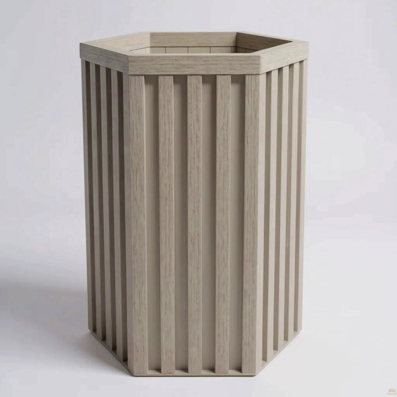 Pot de fleurs hexagonal à colonne MD - gris brun, Gris brun