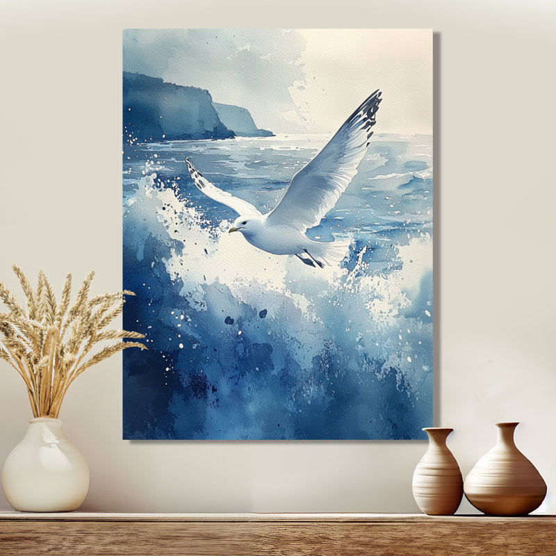 Mouette dans la brise II - oiseau, décoration murale en métal, reproduction d'art moderne en métal, H 20 po x l 12 po