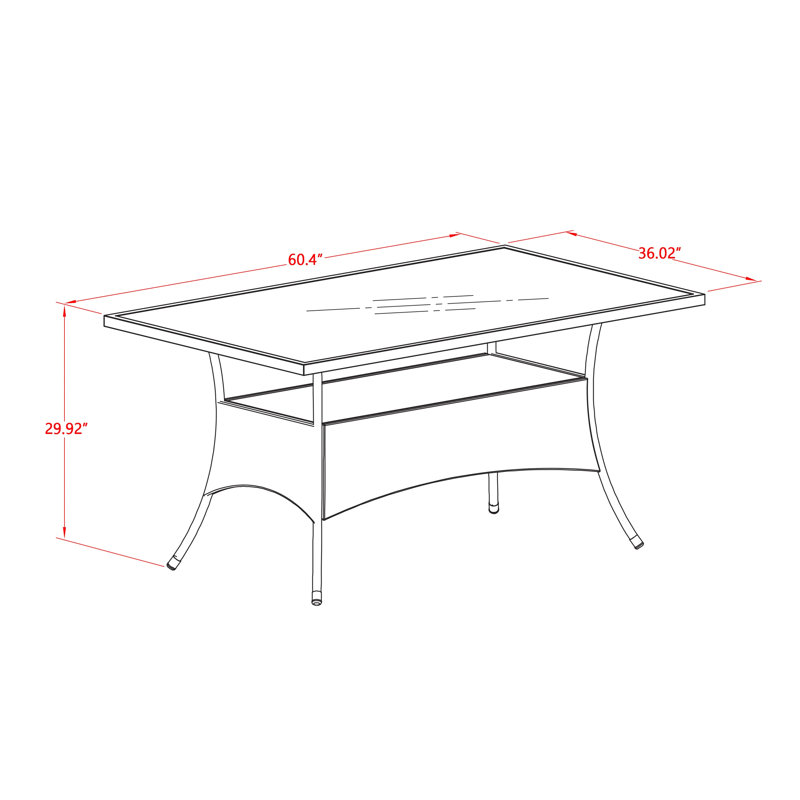 7 Piece Patio Furniture Sets Wicker Outdoor Set Consist of a Rectangle Dining Table with Glass Top and 6 Balcony Armchair with Cushion, Natural Linen