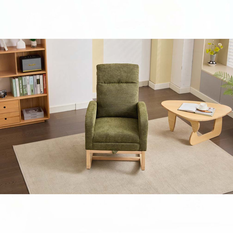 Chaise berçante avec pieds en bois massif, Cyan
