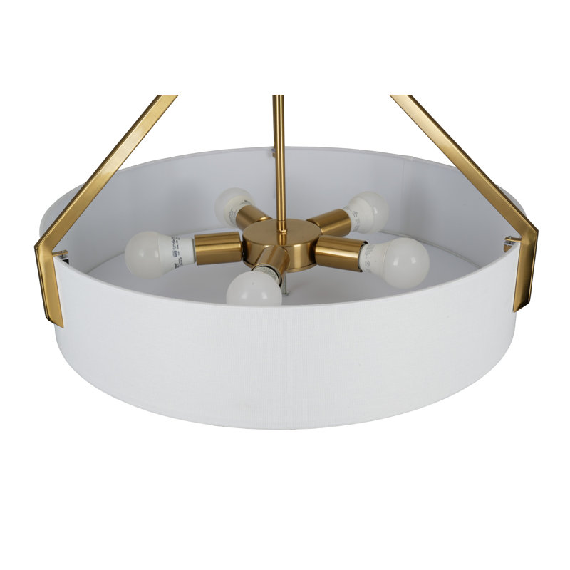Thayne 5-Light Drum Pendant - Brushed Gold, Gold
