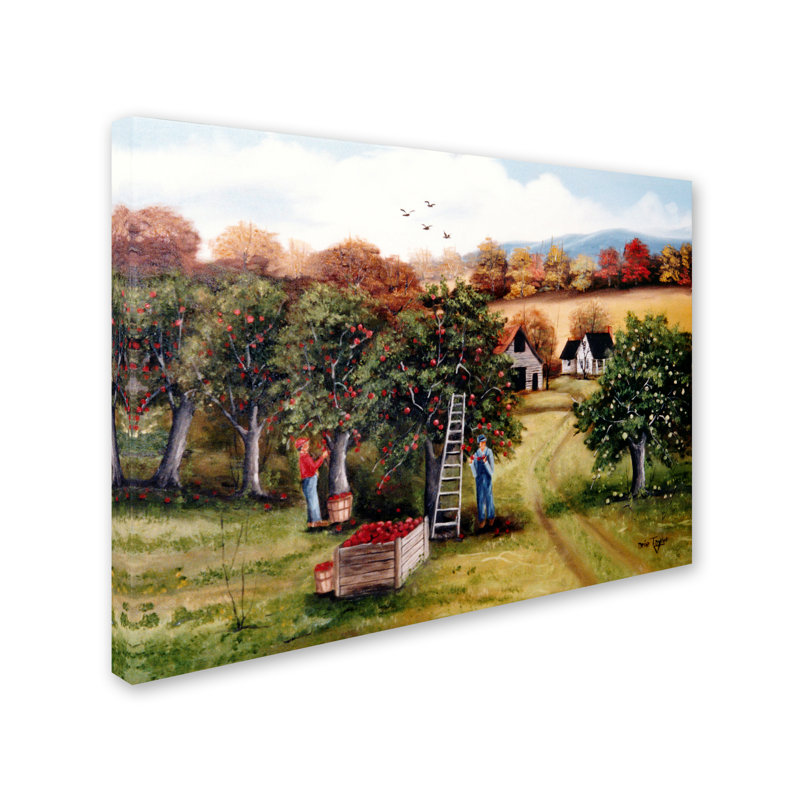 «The Apple Orchard» par Dugazon, reproduction de peinture à l'huile sur toile tendue, H 35 po x l 47 po x P 2 po