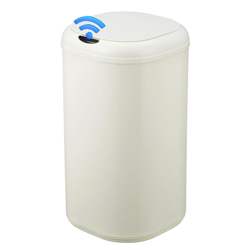 8 Gallon Touchless Trash Can,Cream White