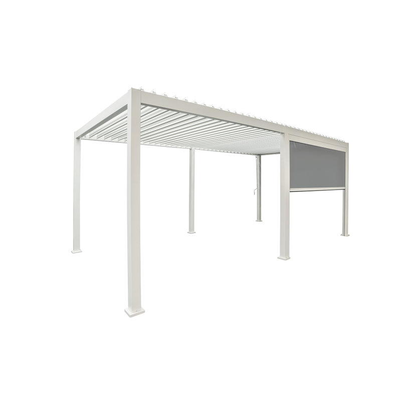 10ft White Aluminum Pull Down Sunshade for Pergola