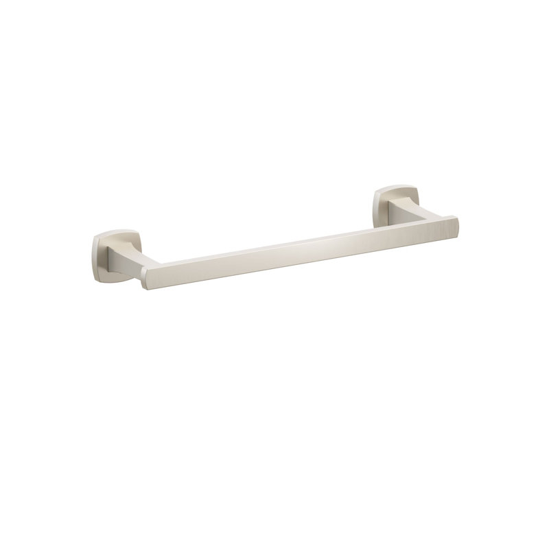 Porte-serviettes évasé transitionnel 9 po avec rosette carrée Emtek, H 1,625 po x L 13,375 po x P 3,125 po, Satin Nickel