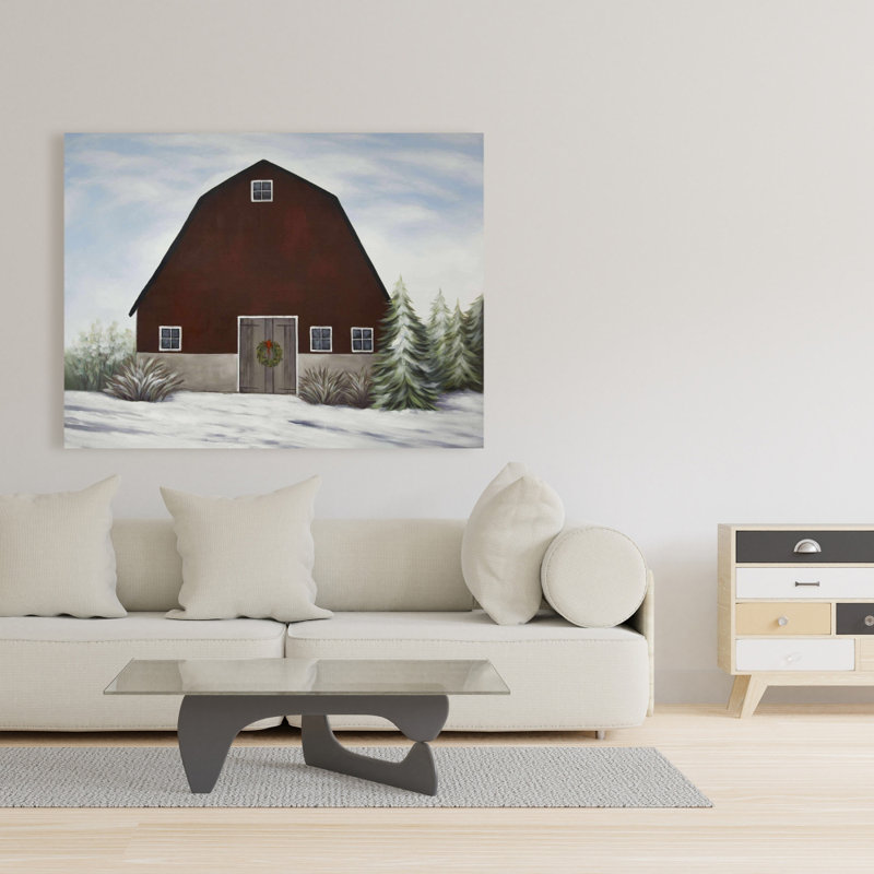 «It's Winter on the Farm» - décor de toile blanche des Fêtes