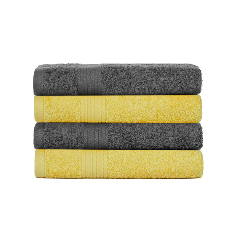 Essuie-mains 100% coton 600 g / m² couleurs assorties, Gris / Jaune