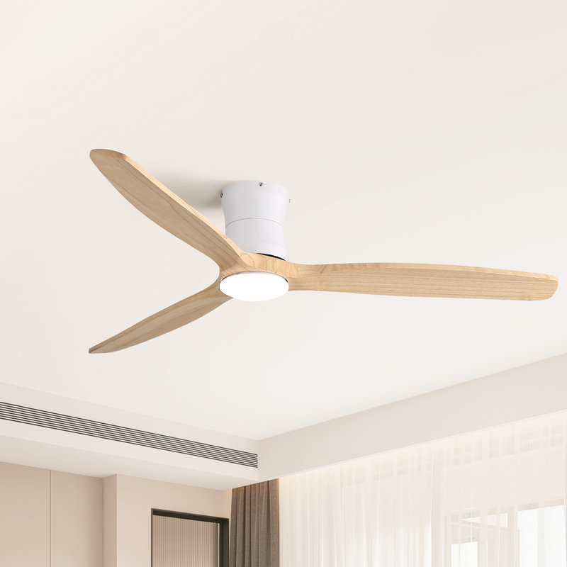 Ventilateur de plafond à DEL à 3 branches 52 po, Bois naturel
