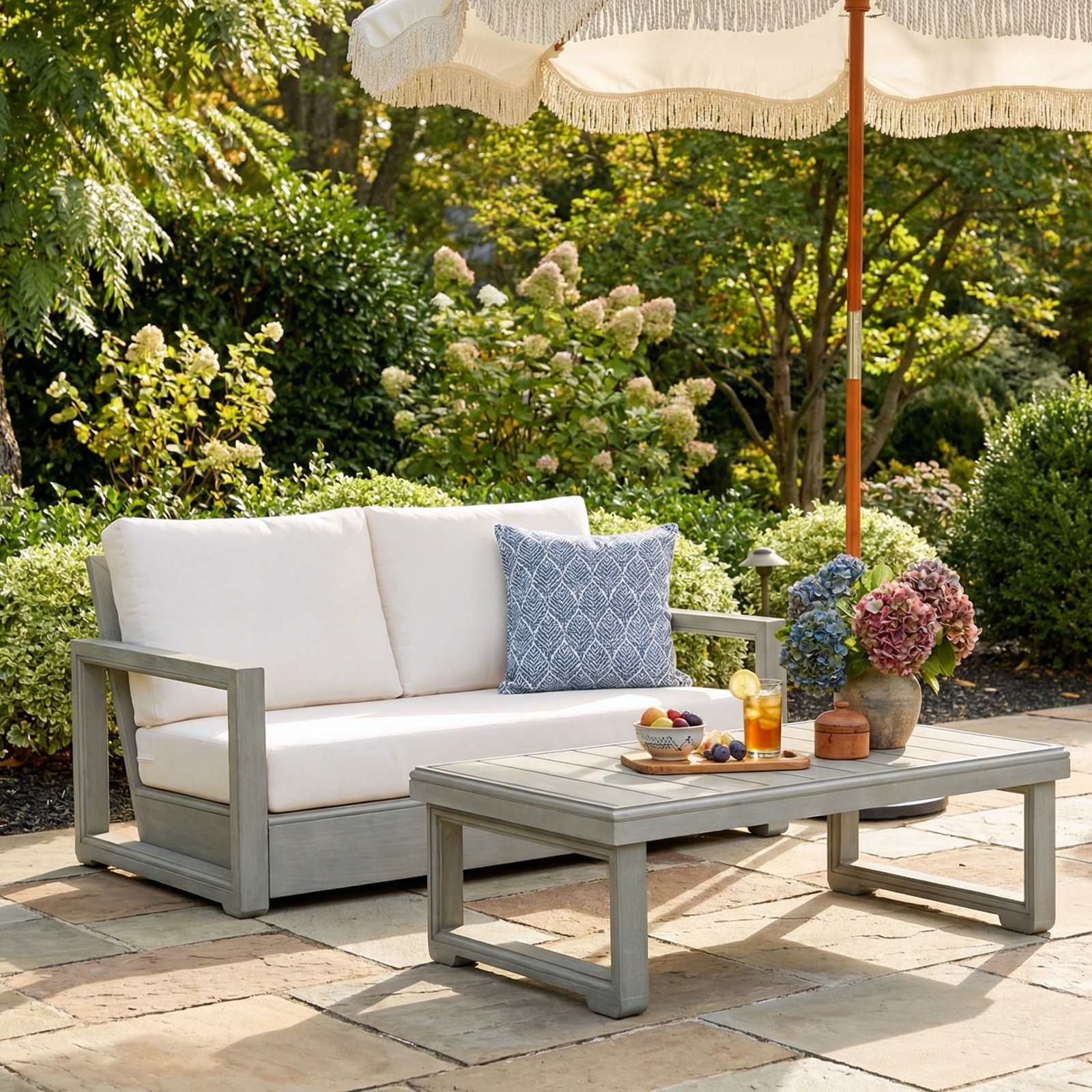 Donnie 2 Piece Seating Group with Cushions, Light Gray